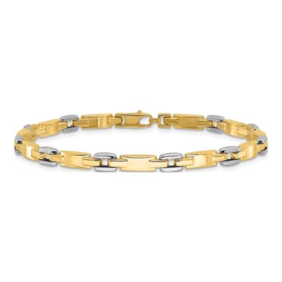 14K Two-Tone Gold 4.8mm Fancy Link Chain Bracelet – view 4