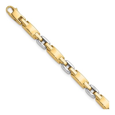 14K Two-Tone Gold 4.8mm Fancy Link Chain Bracelet