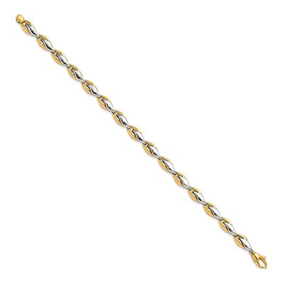 14K Two-Tone Gold 5.6mm Fancy Link Chain Bracelet – view 3