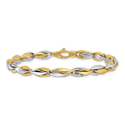 14K Two-Tone Gold 5.6mm Fancy Link Chain Bracelet – view 4