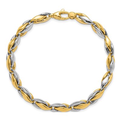 14K Two-Tone Gold 5.6mm Fancy Link Chain Bracelet – view 5