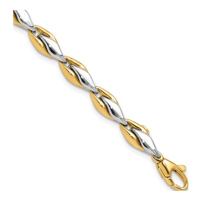 14K Two-Tone Gold 5.6mm Fancy Link Chain Bracelet