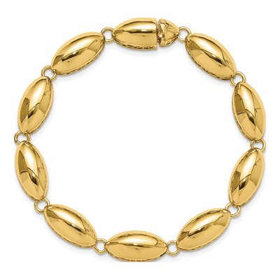 14K Yellow Gold 8.2mm Hollow Fancy Oval Link Chain Bracelet – view 5