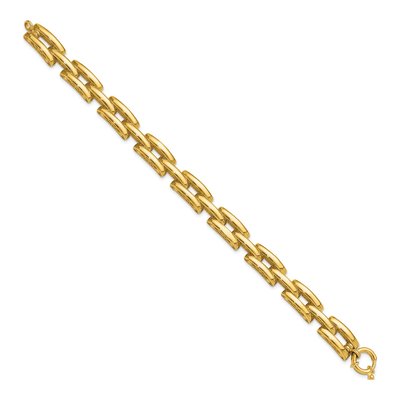 14K Yellow Gold 8.9mm Hollow Fancy Square Link Chain Bracelet – view 3