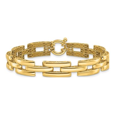 14K Yellow Gold 8.9mm Hollow Fancy Square Link Chain Bracelet – view 4
