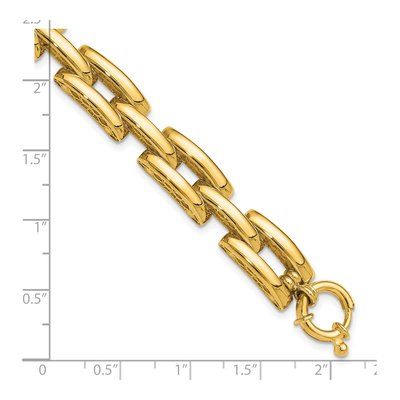 14K Yellow Gold 8.9mm Hollow Fancy Square Link Chain Bracelet – view 5