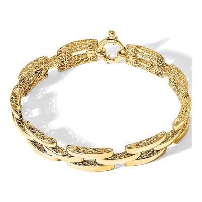 14K Yellow Gold 8.9mm Hollow Fancy Square Link Chain Bracelet – view 7