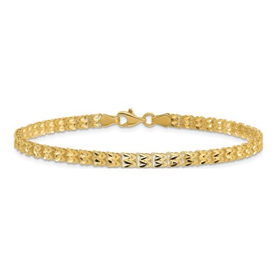 14K Yellow Gold 3.9mm Diamond-Cut Fancy Link Chain Bracelet – view 4