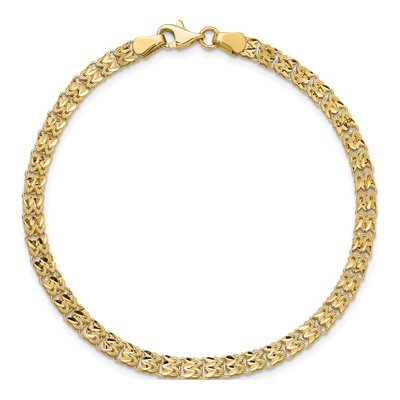 14K Yellow Gold 3.9mm Diamond-Cut Fancy Link Chain Bracelet – view 5