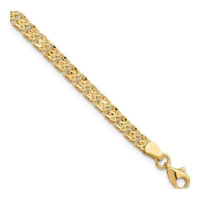 14K Yellow Gold 3.9mm Diamond-Cut Fancy Link Chain Bracelet