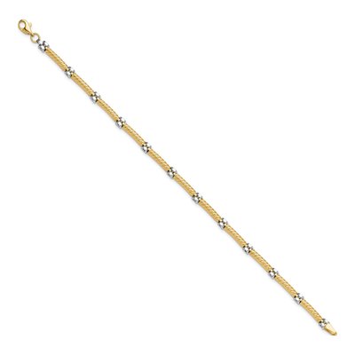 14K Two-Tone Gold 3.5mm Hollow Twisted Bar Link Chain Bracelet – view 3