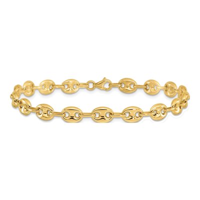 14K Yellow Gold 6.3mm Puffed Mariner Fancy Link Chain Bracelet – view 4