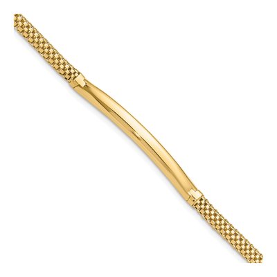 14K Yellow Gold 3.5mm Fancy Curved Bar Link Chain Bracelet