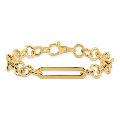 14K Yellow Gold 7.75mm Fancy Link Chain Bracelet – view 4