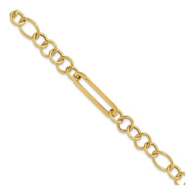 14K Yellow Gold 7.75mm Fancy Link Chain Bracelet