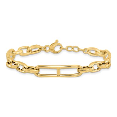 14K Yellow Gold 7.4mm Paperclip Chain Bracelet – view 4