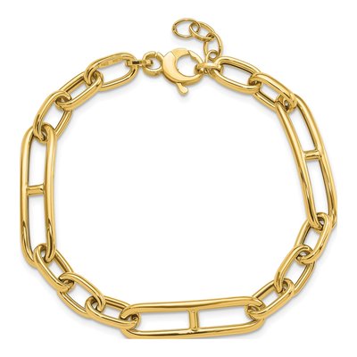 14K Yellow Gold 7.4mm Paperclip Chain Bracelet – view 5