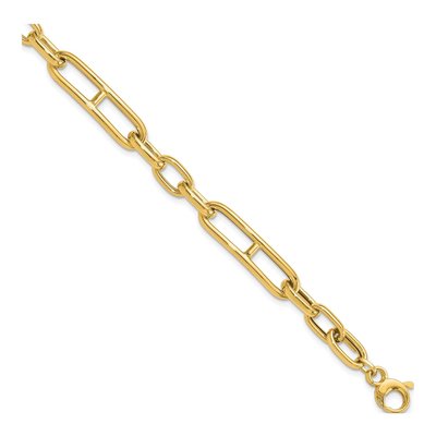 14K Yellow Gold 7.4mm Paperclip Chain Bracelet