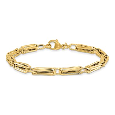 14K Yellow Gold 4.6mm Fancy Link Chain Bracelet – view 4