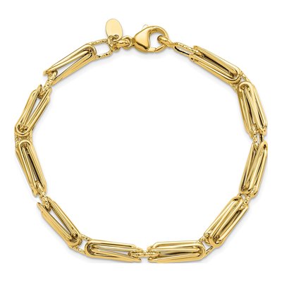 14K Yellow Gold 4.6mm Fancy Link Chain Bracelet – view 5