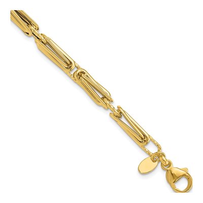 14K Yellow Gold 4.6mm Fancy Link Chain Bracelet