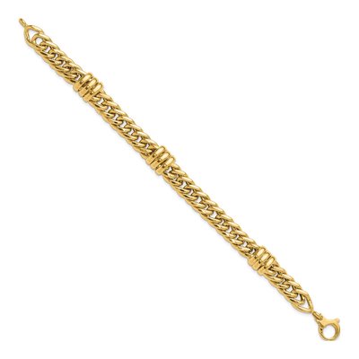 14K Yellow Gold 10.2mm Hollow Fancy Curb Link Chain Bracelet – view 3