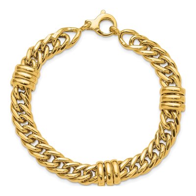 14K Yellow Gold 10.2mm Hollow Fancy Curb Link Chain Bracelet – view 5