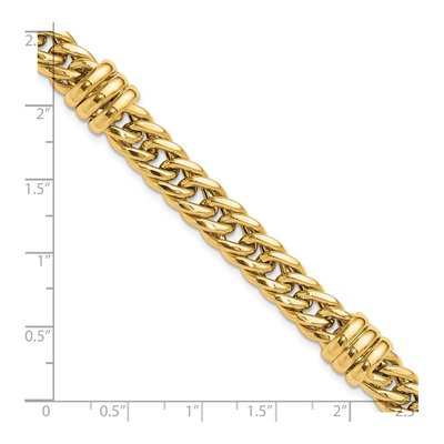 14K Yellow Gold 10.2mm Hollow Fancy Curb Link Chain Bracelet – view 6