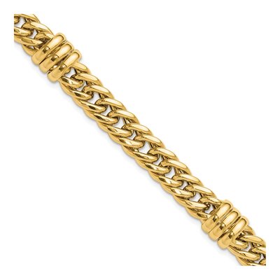 14K Yellow Gold 10.2mm Hollow Fancy Curb Link Chain Bracelet