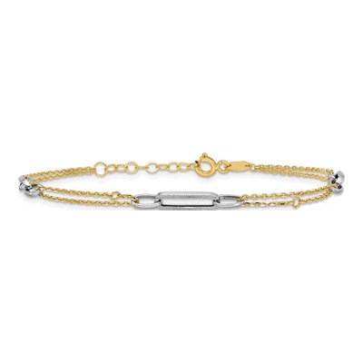 14K Two-Tone Gold 1mm Diamond-Cut 3-Station Cable Chain Bracelet – view 4