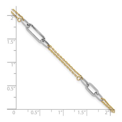 14K Two-Tone Gold 1mm Diamond-Cut 3-Station Cable Chain Bracelet – view 6