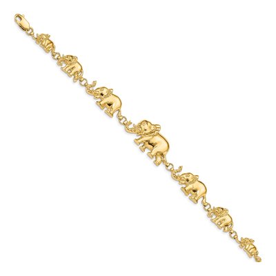 14K Yellow Gold Graduated Elephant Link Bracelet – view 3