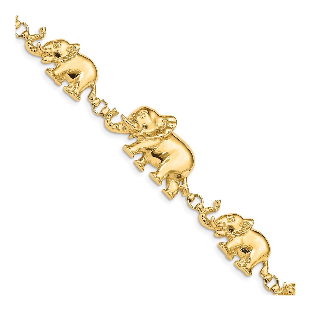 14K Yellow Gold Graduated Elephant Link Bracelet