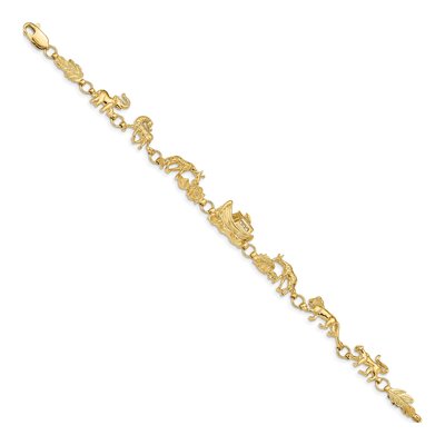 14K Yellow Gold Noah's Ark 7-Inch Bracelet – view 2