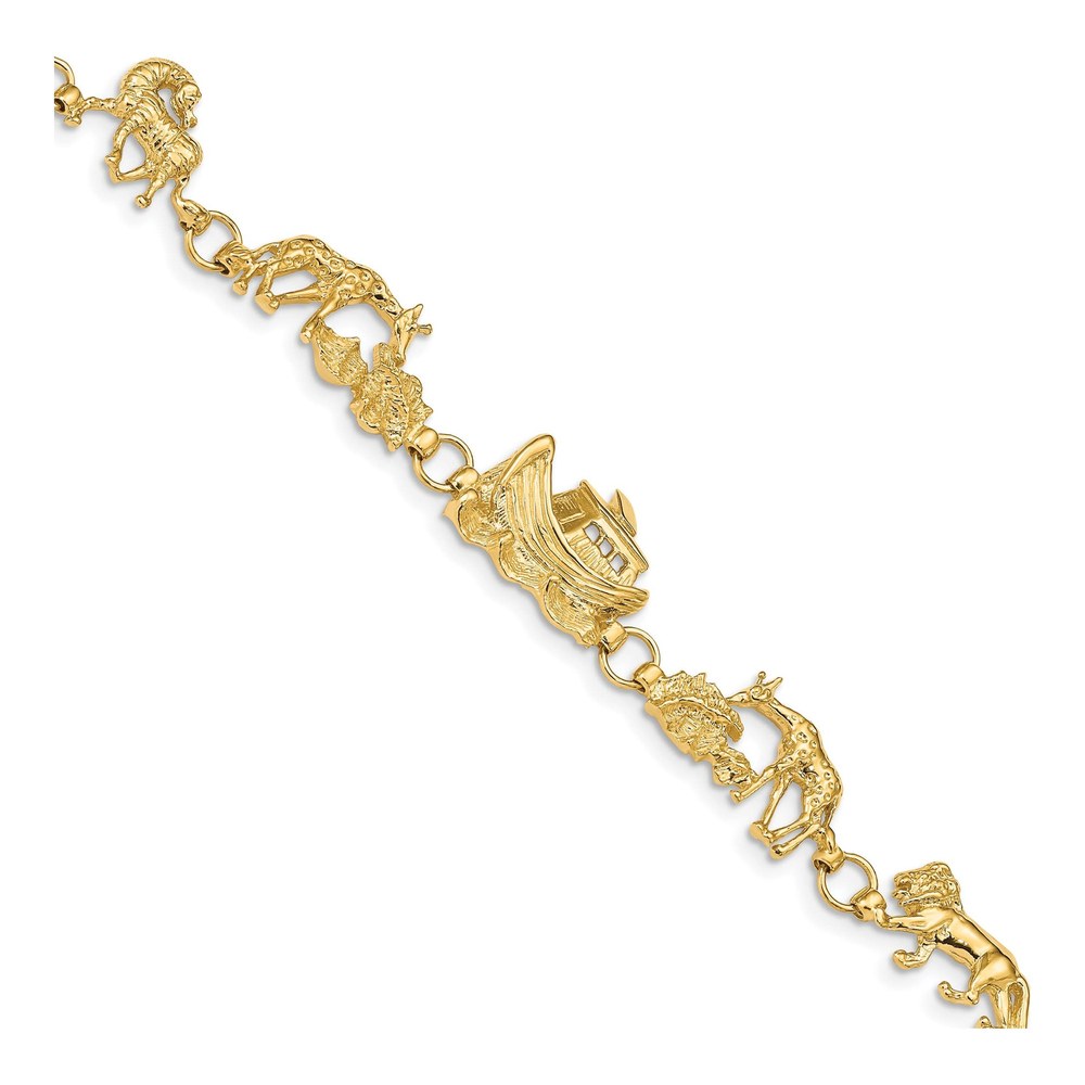 14K Yellow Gold Noah's Ark 7-Inch Bracelet