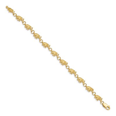 14K Yellow Gold Textured Elephant Link Bracelet – view 2