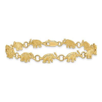 14K Yellow Gold Textured Elephant Link Bracelet – view 3