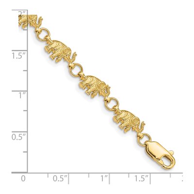 14K Yellow Gold Textured Elephant Link Bracelet – view 4