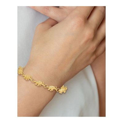 14K Yellow Gold Textured Elephant Link Bracelet – view 5