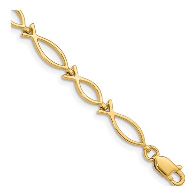 14K Yellow Gold Ichthus Fish Bracelet
