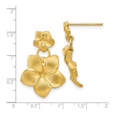 14K Yellow Gold Plumeria Dangle Earrings – view 5