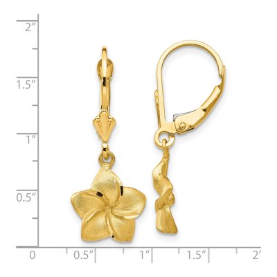 14K Yellow Gold Plumeria Leverback Earrings – view 5