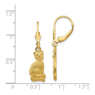 14K Yellow Gold Cat Leverback Earrings – view 5