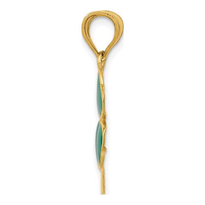 14K Yellow Gold Enamel Four Leaf Clover Pendant – view 3
