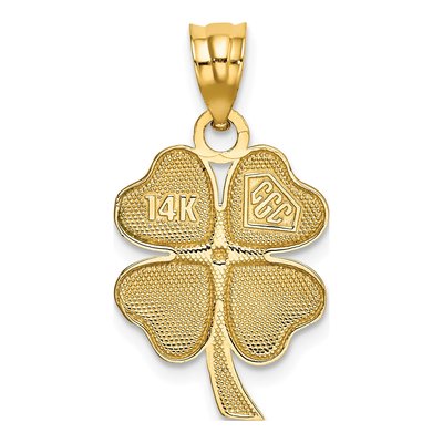 14K Yellow Gold Enamel Four Leaf Clover Pendant – view 4