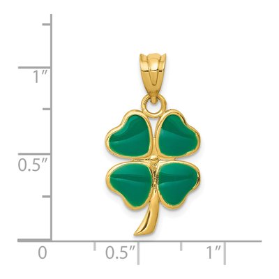 14K Yellow Gold Enamel Four Leaf Clover Pendant – view 5