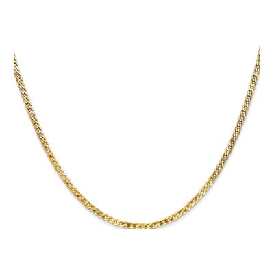 14K Yellow Gold 2.2mm Beveled Flat Curb Chain – view 2