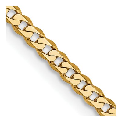14K Yellow Gold 2.2mm Flat Beveled Curb Chain