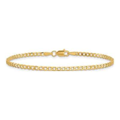 14K Yellow Gold 2.2mm Flat Beveled Curb Chain Bracelet – view 3