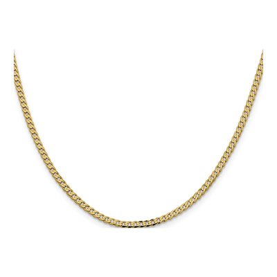 14K Yellow Gold 2.3mm Flat Beveled Curb Chain – view 2